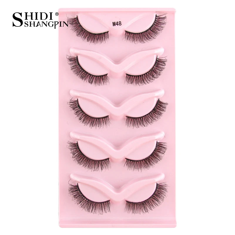 3/5 Pairs Cat Eye False Lashes Natural Short Fluffy Eyelashes Wispy Half False Eyelashes Eye End Extension Faux Mink Makeup