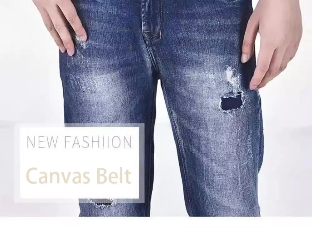 Fashionable and Trendy Canvas Belt Men's and Women's Belt Casual Belt Student Youth Cargo Pants Needle Buckle Wide Neutral Belts