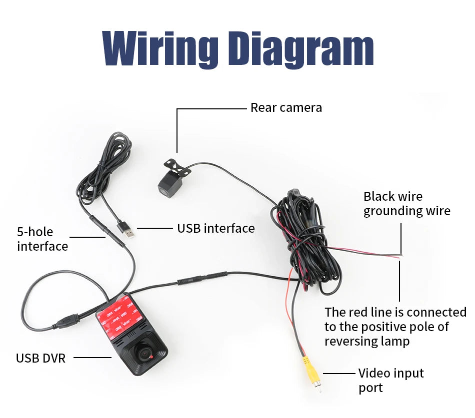 JMCQ USB ADAS Car DVR Dash For Android Auto Multimedia Player Front & Rear Dual Camera Loop Recording Motion Detection Cameras