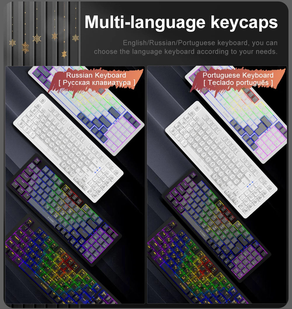 E-YOOSO Z94 USB Mechanical Gaming Keyboard Wired Monochrome Backlit 94 Key Russian Brazilian Portuguese for Compute Laptop PC