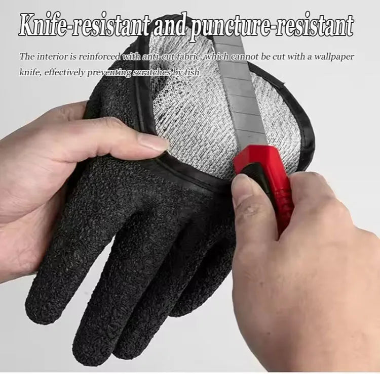 1PC Fishing Anti Slip Gloves Magnetic Buckle Pendant Hand Guard to Prevent Stabbing Fishing Protective Gear Waterproof Gloves