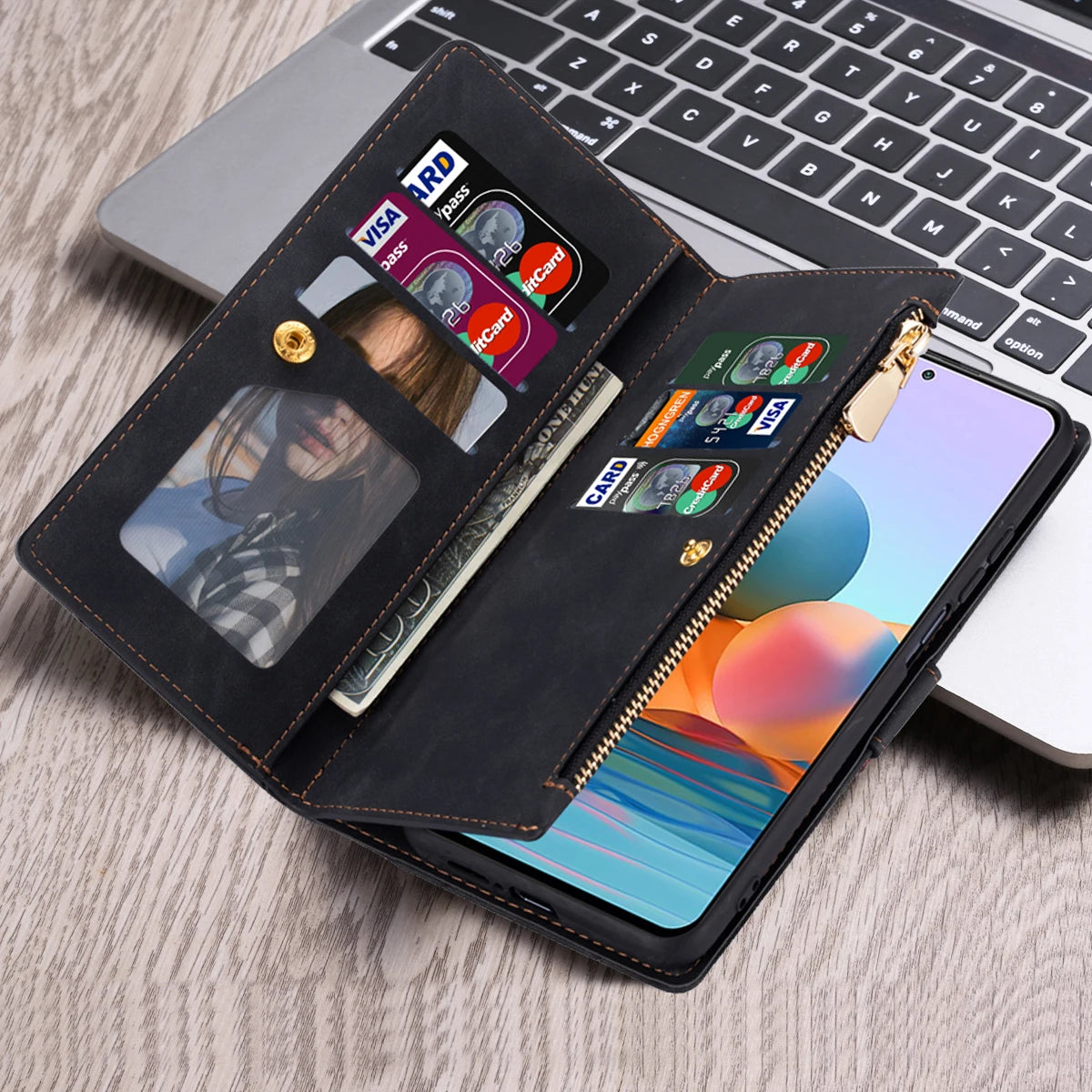 Flip Leather Case For XiaoMi 14T 13T 12T 11T 11 Lite Redmi Note 15 14 13 11S 12 Pro Plus Zipper Card Slot Wallet Bag Cover