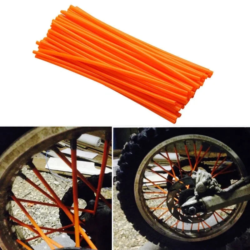 72Pcs Motorcycle Dirt Bike Spoke Skins Covers Wraps Wheel Rim Guard Protector