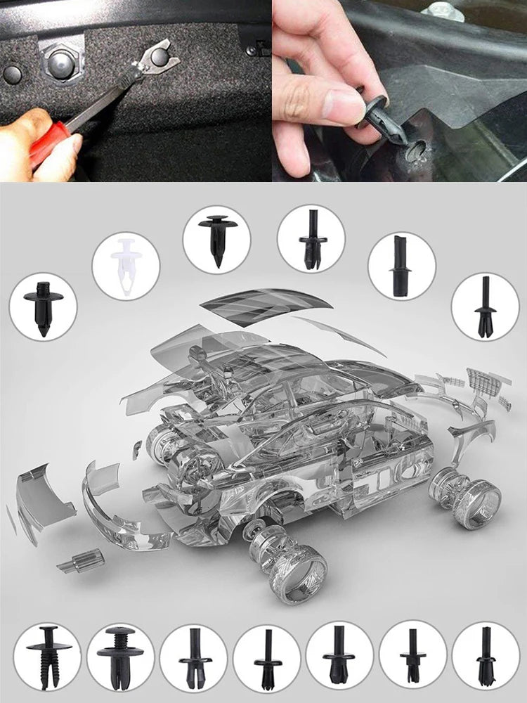 Auto Fastener Clip Kit Fender Rivet Clips Car Body Push Retainer Pin Rivet Bumper Door Trim Panel Retainer Mix Size Car Clip Set