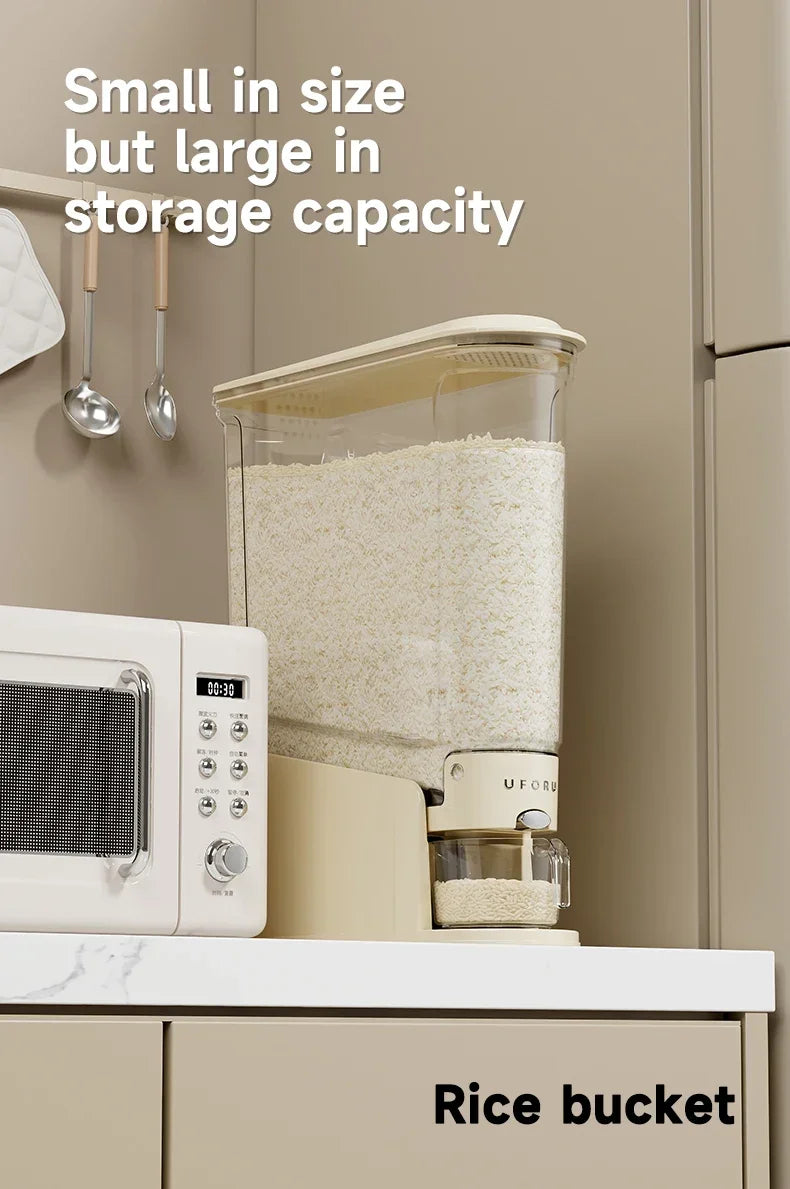 1PCS 5/10KG Sealed Rice Bucket Sealed Moisture-Proof Dispenser with Cup Grain Powder Boxes Insect-Proof Cereal Kitchen Container
