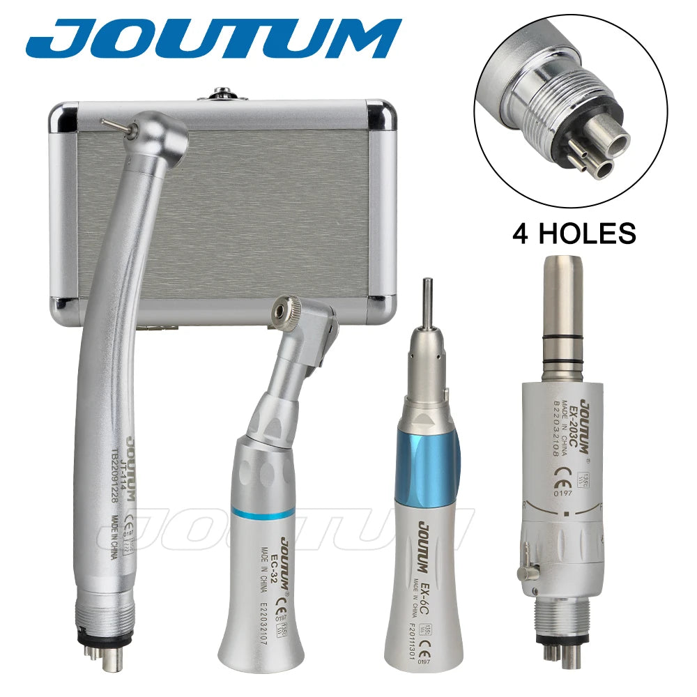 Dental High & Low Speed Handpiece Kit Straight Contra Angle Single Water Spary Air Turbine 4 Hole 2 Hole Pink Color Lab