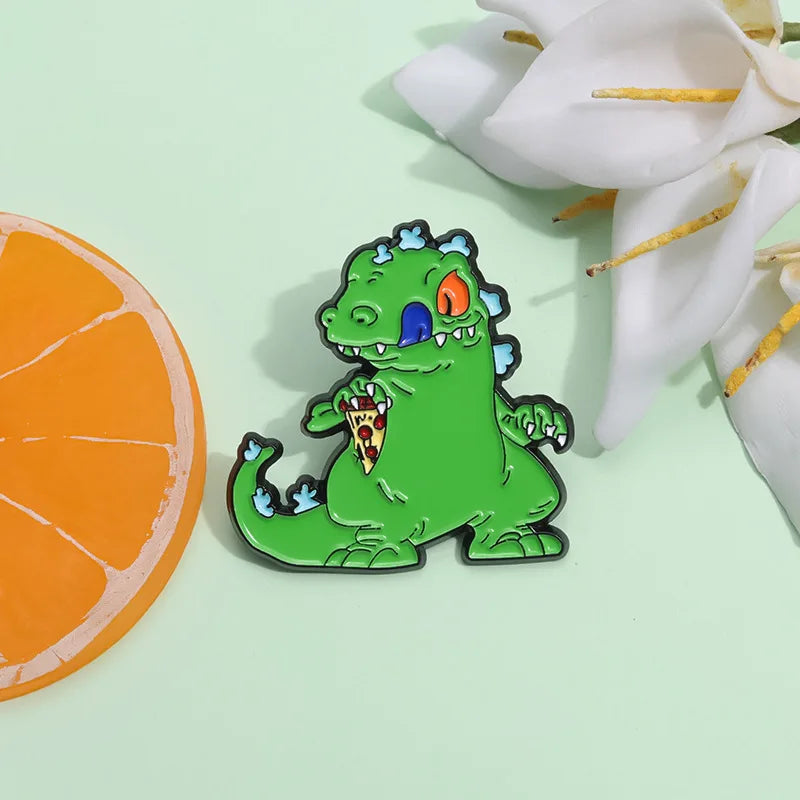 Cartoon Cute Little Monster Alloy Brooch Comic Style Cute Anime Green Dinosaur Brooch Alloy Metal Badge Clothing Bag Accessories