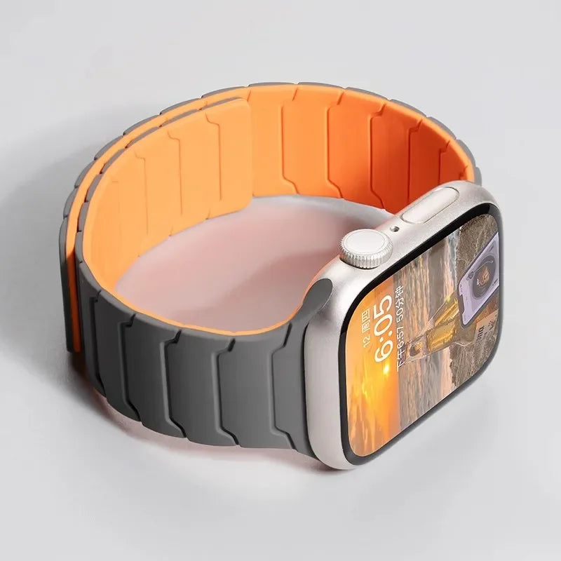 Magnetic Silicone Strap for Apple Watch Band Ultra 2 49mm 46mm 45mm Bracelet for Iwatch Series 10 9 8 7 6 SE 5 38 44mm 42mm 40mm