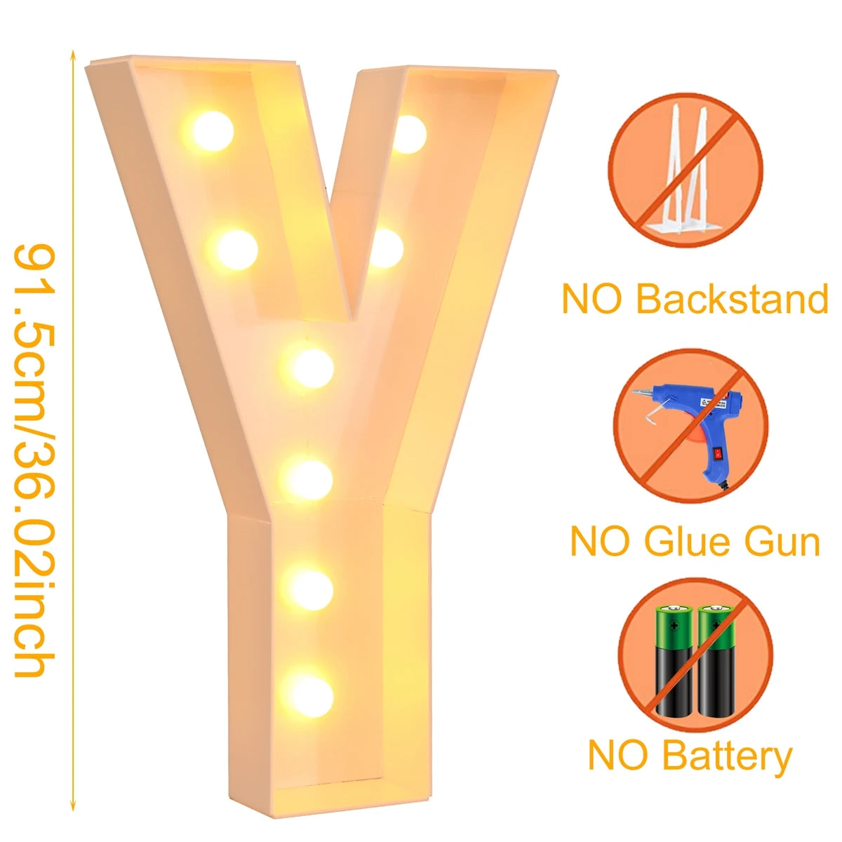 91.5cm Warm Light Up Giant Letter Led Light Frame Box Balloon Filling Box with 10 Lights Birthday Wedding Xmas Decor Baby Shower