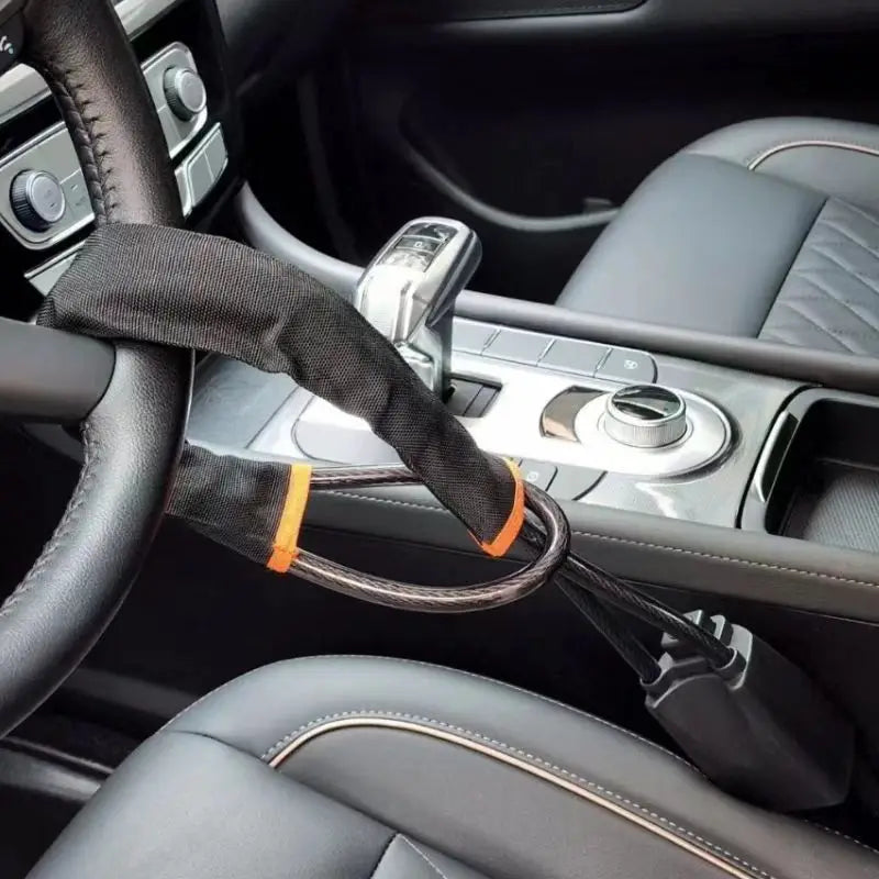 Car Steering Wheel Steel LockSeat Belt Anti-theft Lock with 2 KeysAnti-theft device easy to installFits most cars SUVs