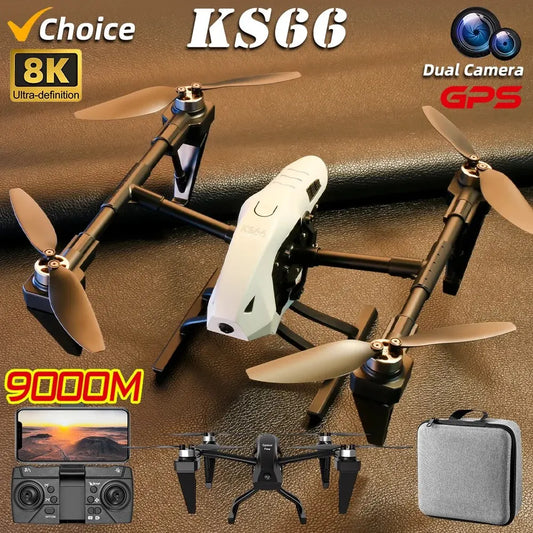 New KS66 4K Drone 8K Professional HD Dual Camera GPS 5G WIFI FPV Optical Flow Localization Brushless Motor RC Quadcopter 9000M