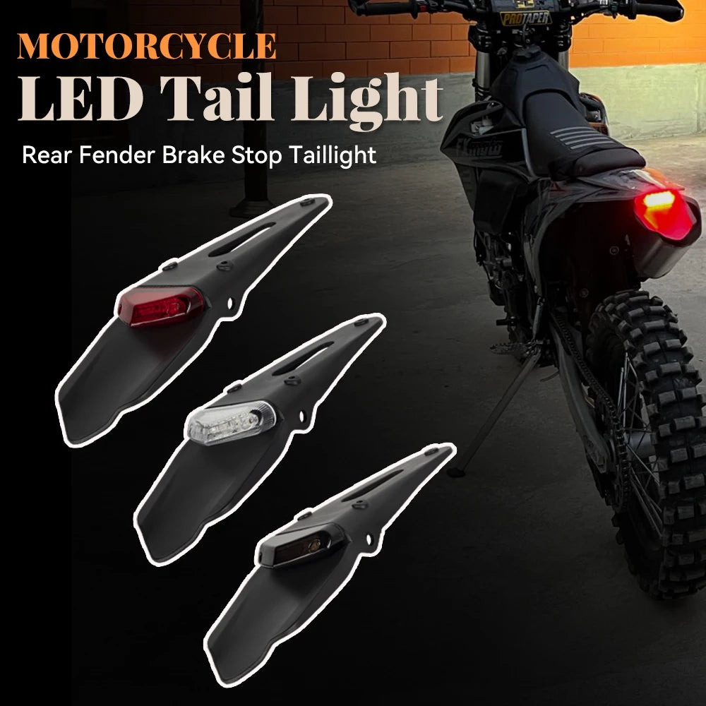 Motorcycle Rear Fender License Plate Bracket 12V For Enduro Off-Road Bike CRF YZ  Motobike Tail Light Brake Lamp For BETA RR
