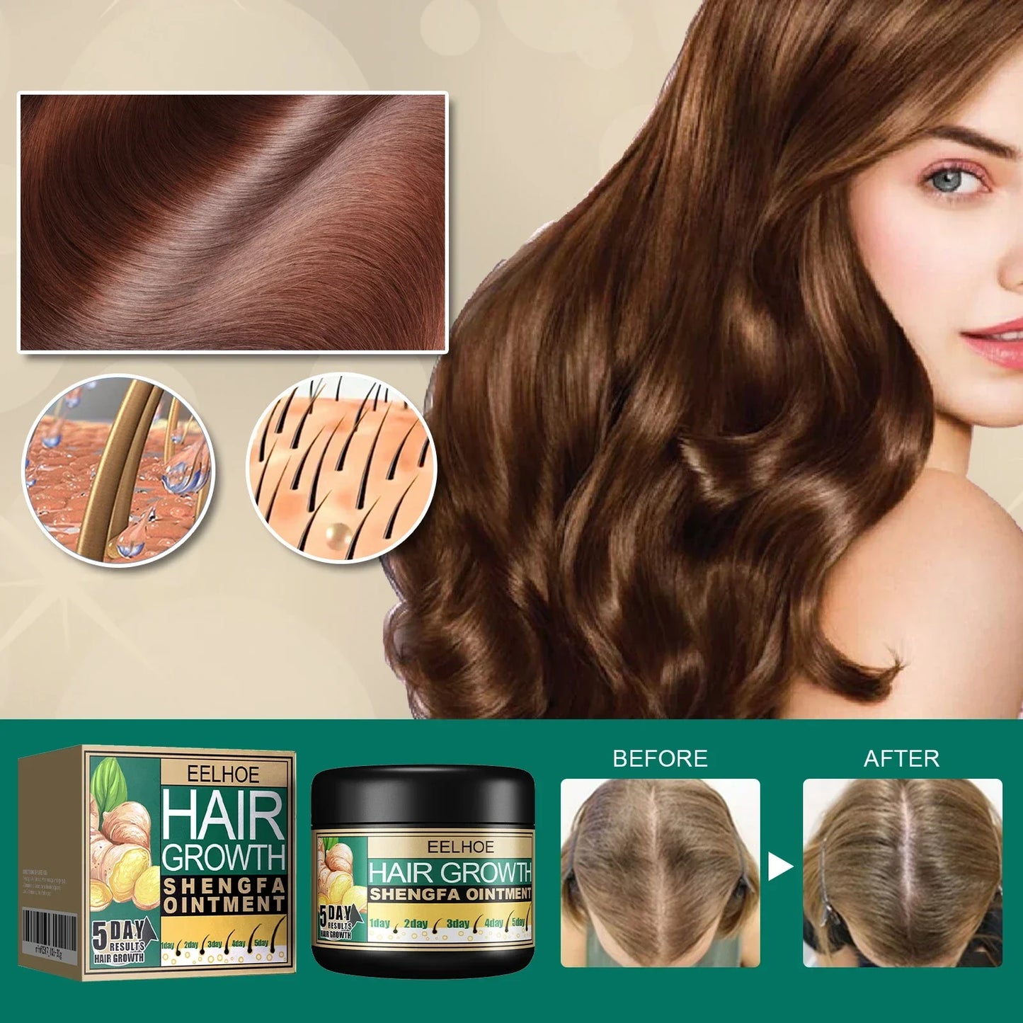 EELHOE Ginger Dense Hair Cream To Promote Hair Growth Relieving Hair Loss Scalp Massage Stimulate Hair Follicle Smoothing Care