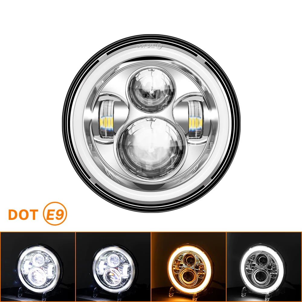 Classic 7 Inch  Motorcycle Led Headlight For Harley Yamha Honda 7" Headlight  Motorcycle LED lamp Cafe Racer DRL H4 Headlamp
