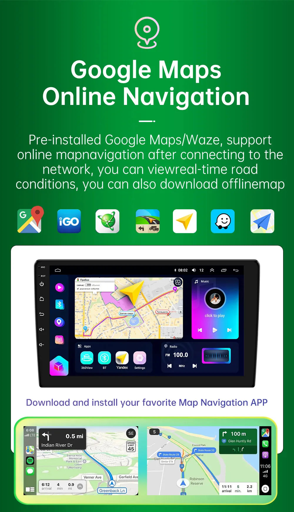 2 din android 10 Universal Car Multimedia Radio Player CarPlay 2Din Stereo For Toyota VIOS CROWN CAMRY HIACE PREVIA COROLLA RAV4