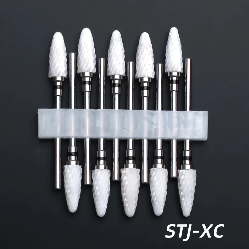 10pcs Ceramic Nail Drill Bits Set, Electric Manicure & Pedicure Milling Cutter, For Nail Polishing Machine