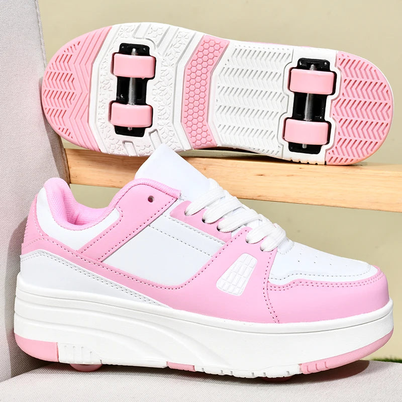 Children's Roller Skate Shoes Student Inline Skating Shoes grils 4-Wheel Deformation Boy's Skating Shoes