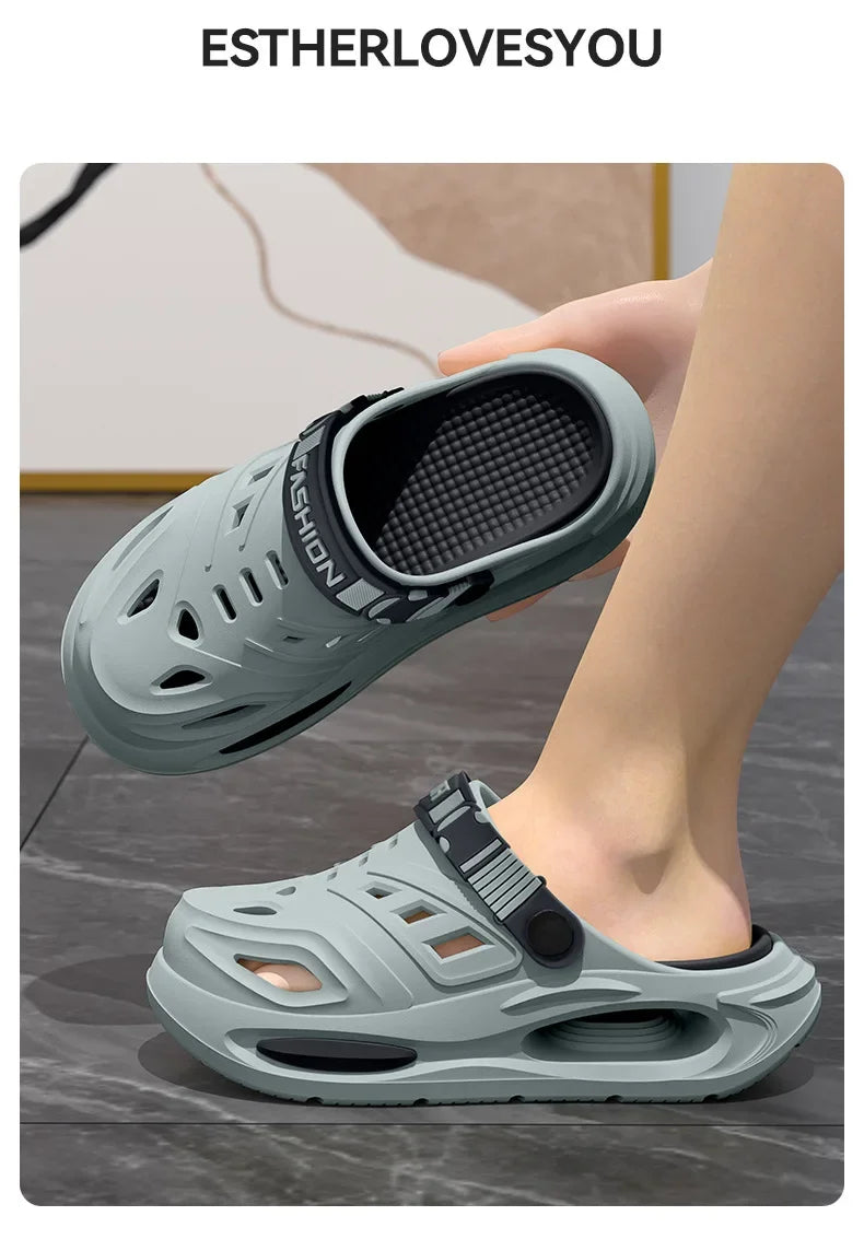 Arch support, anti slip, soft sole, wear-resistant cool slippers for wearing, thick sole breathable odor proof summer hole shoes