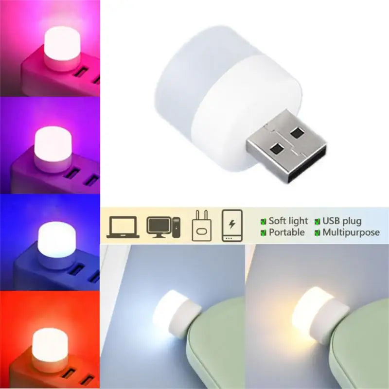 oobest USB Night Light Portable Eye Protection Reading Plug Bulbs Mini LED Lamp Computer Mobile Power Charging Small Book Lights