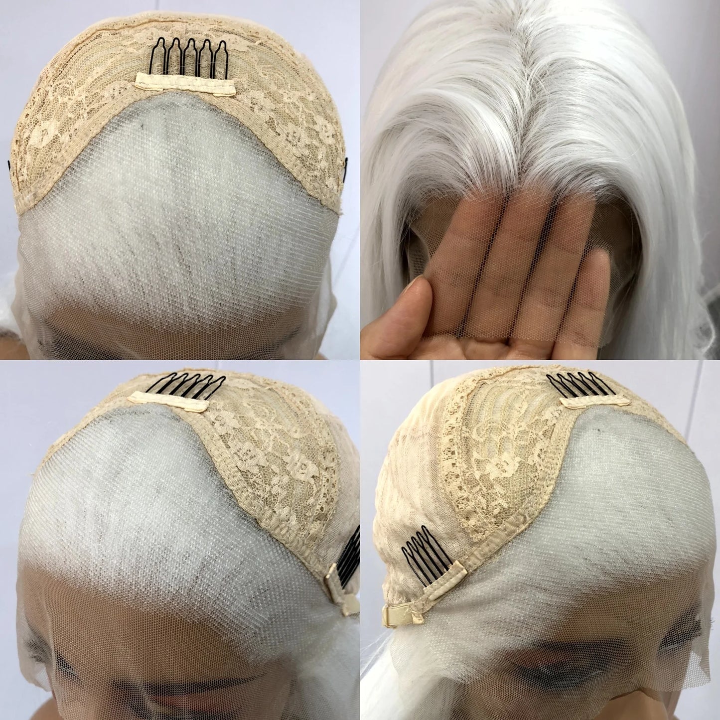 White Wig Straight Synthetic Lace Front Wig Glueless Wigs Ready to Wear Long White Wig Cosplay Snow White Colored Wigs for Women
