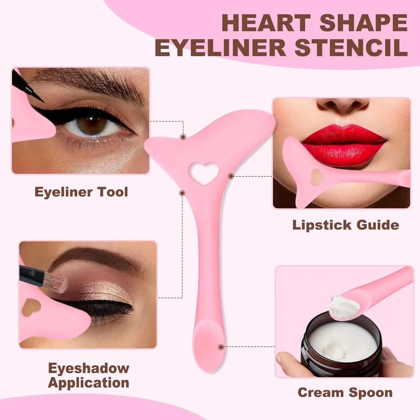 4PCS Eyeliner Stencils Set Reusable Silicone Eyeliner Tool Lash Guard Eye Lips Makeup Tool for Women