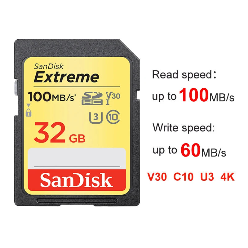 SanDisk SD Card for Camera 100M-200M/s 256GB 128GB 64GB 32GB Memory Card U3 U1 4K Flash Card for Camera Flash Card SDXC SDHC