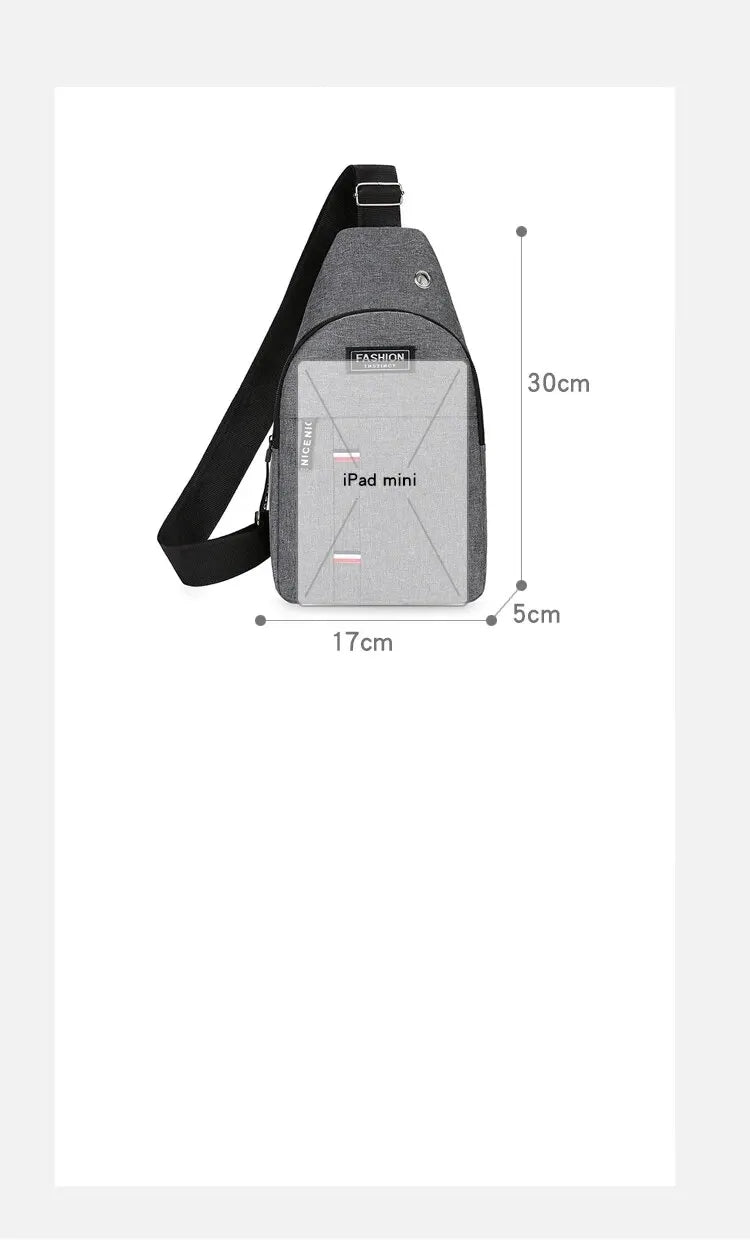 New Men Shoulder Bags Chest Bag Multifuncional Crossbody Bags Travel Sling Bag Men's Chest Bag Cross Body Chest Bag for Men Bag