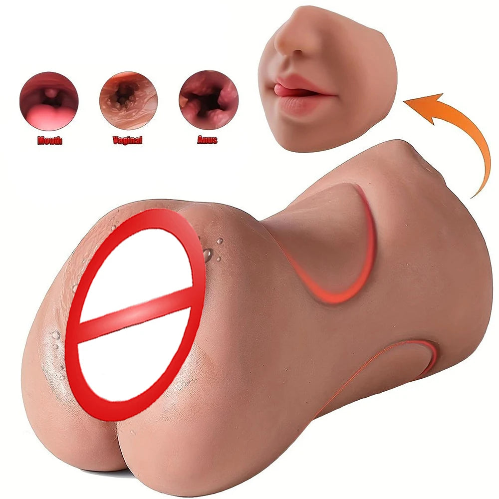 3 In 1 Vagina Stick Male Masturbator Sex Toys For Men Realistic Artificial Rubber Pussy Masturbation Blowjob Sexitoys Adults 18