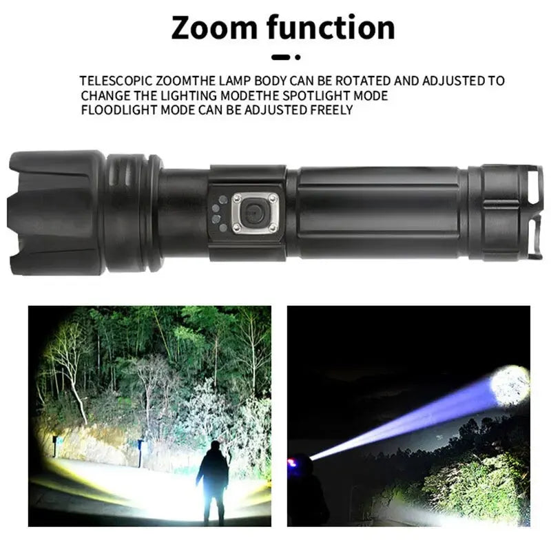 Powerful Super Bright LED Flashlight P50 Or Laser Wick Rechargeable Torch Camping Adventure Tactical Lantern Long Shot Hand Lamp