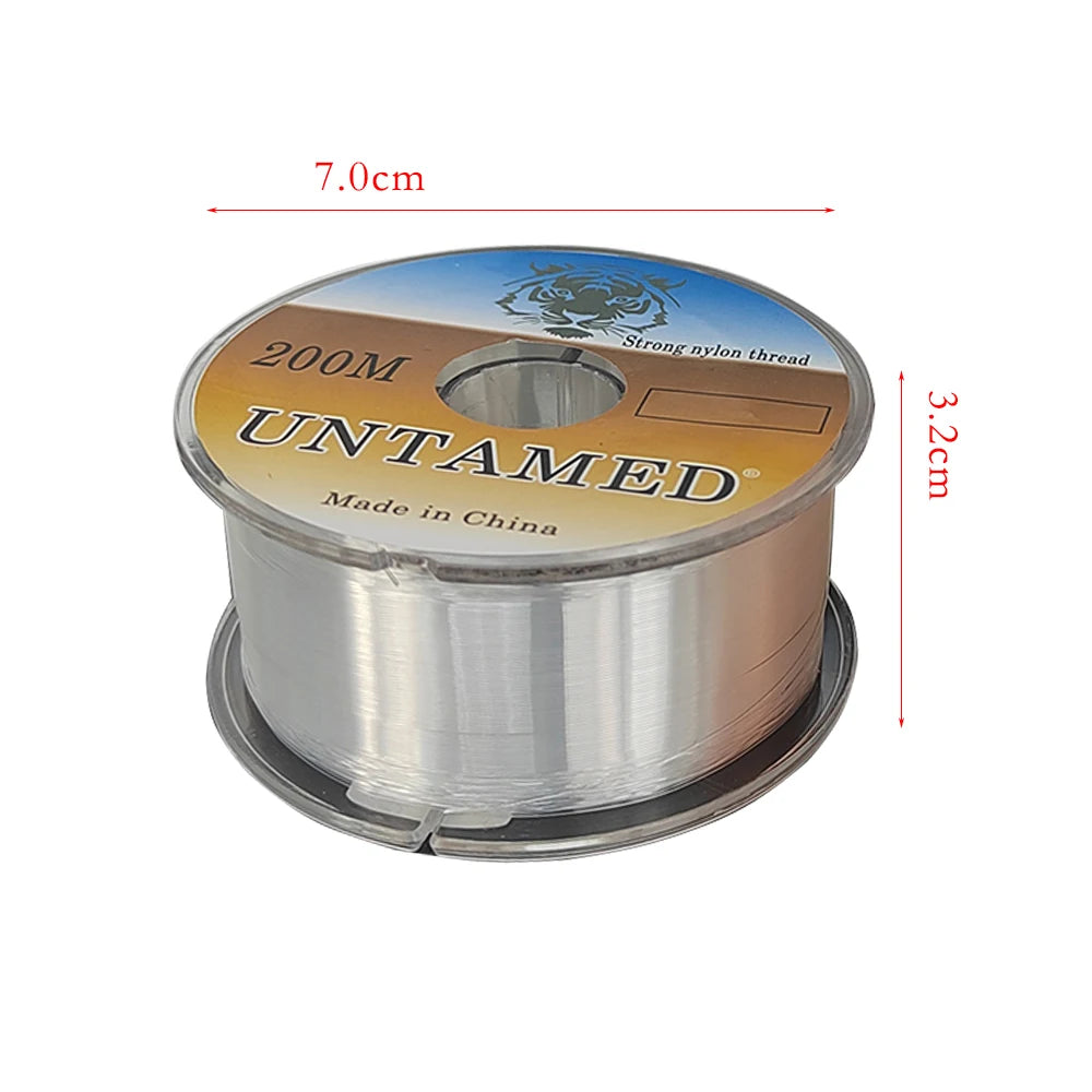 UNTAMED brand fishing line 200m, wear-resistant and strong tensile nylon line suitable for various water bodies