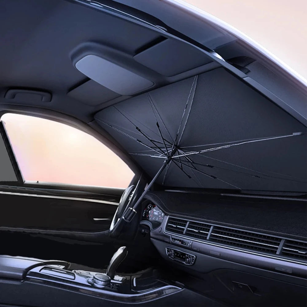 Car Titanium Silver Sun Shade Umbrella Portable Foldable Car Thermal Insulation Expansion and Contraction Windshield Umbrella