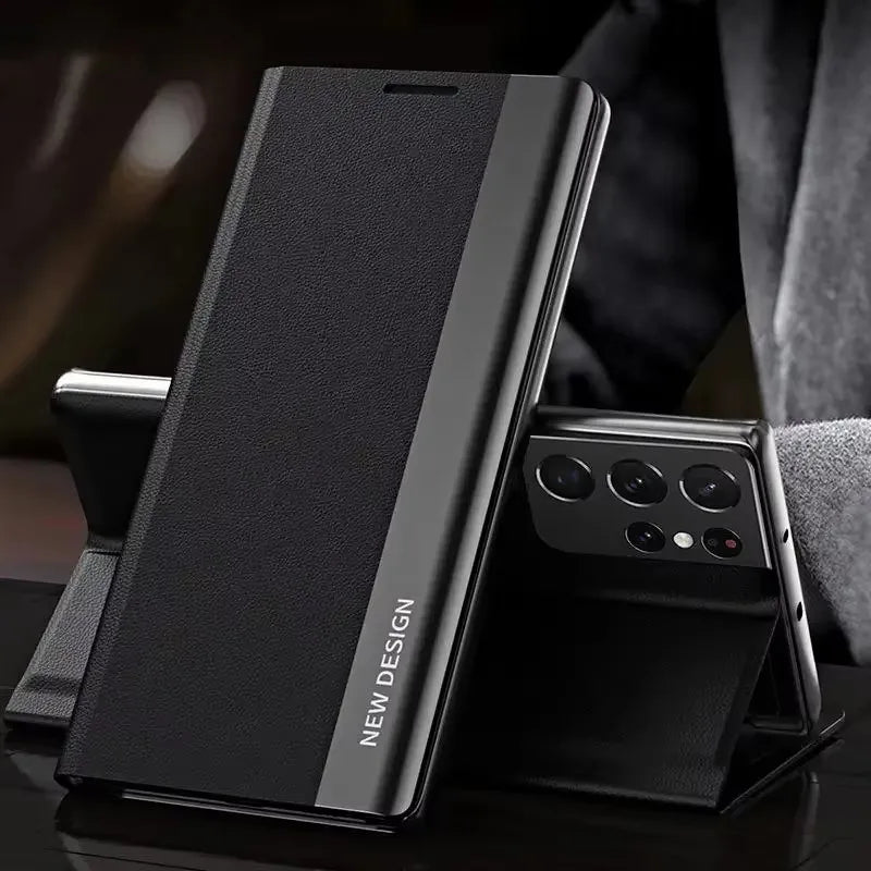 Luxury Leather Flip Case For Samsung Galaxy S26 S25 S24 S23 S22 S20 Ultra Plus S23 S21 S24 FE Note 20 Ultra 10 Plus Stand Cover