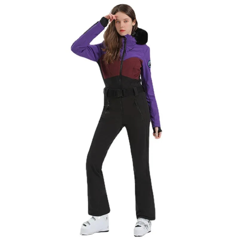 2025 Winter Skiing Suit Women Slim Fit Ski Overalls New Female Snowboard Clothes Outdoor Sport Pro Windproof Warm Snow Jumpsuit