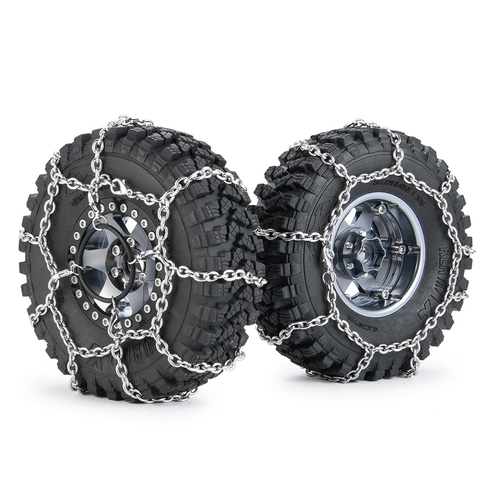 MIBIDAO 2/4pcs Metal Wheel Tires Snow Chain Anti Skid Safety Snow Chain for 1/10 RC Rock Crawler TRX4 TRX6 Axial SCX10 90046 D90