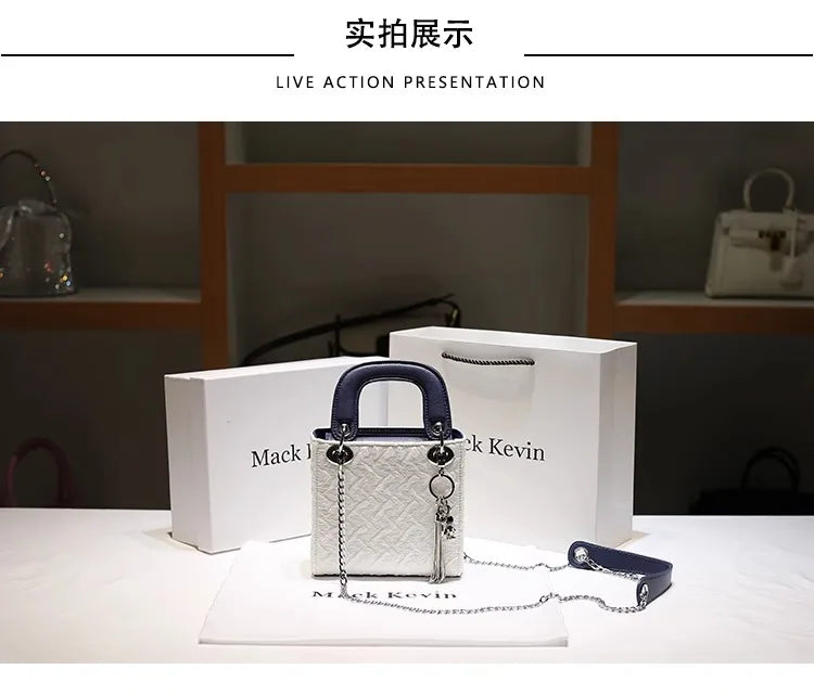 2024 New Fashion and Popular Handheld Square Bag with Contrast Color Women's Beautiful and Luxury Shoulder Bag with Decoration