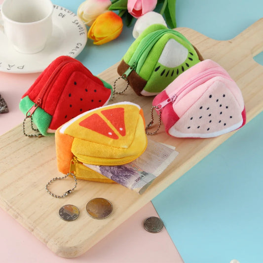 Cartoon Fruit Creative Plush Three-dimensional Coin Wallet Storage Bag School Bag Hanging Children's Holiday Gifts
