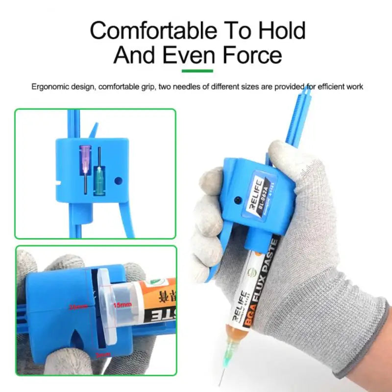 10CC RELIFE RL-062A Welding Oil Needle Booster Manual Glue Gun Press Type Auxiliary Discharge Oil Putter BGA Flux Paste Booster