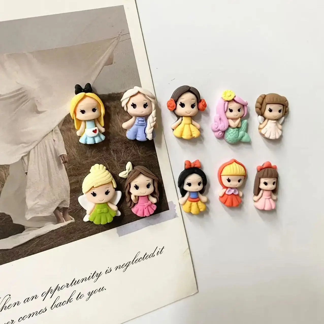 10Pcs Mini Princess Refrigerator Stickers Resin Magnets Photo Message Fixed Magnets Cute Magnet Decoration