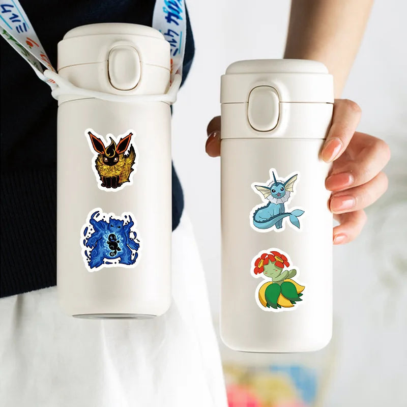 100PCS Kawaii Pikachu Anime Pokemon Stickers for Laptop Suitcase Skateboard Guitar Phone Cartoon Sticker Kid Gift Toys