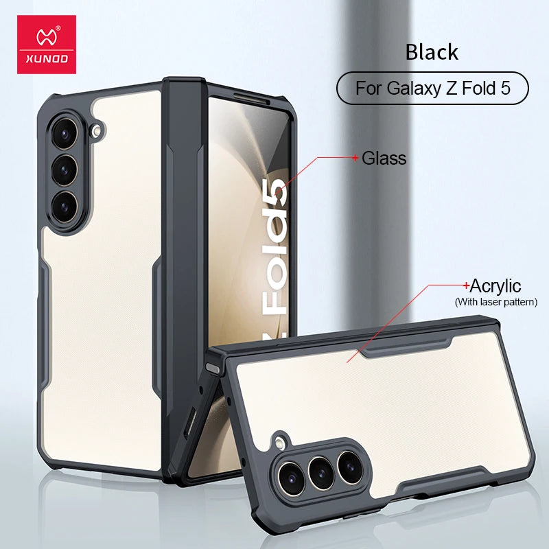 Xundd For Samsung Galaxy Z Fold6 Case For Galaxy Z Fold 6 5 4 3 Phone Cover Shockproof Protective Shell Clear Transparent Cases