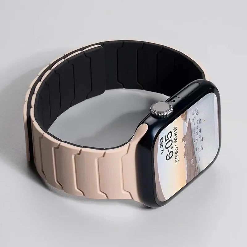 Magnetic Silicone Strap for Apple Watch Band Ultra 2 49mm 46mm 45mm Bracelet for Iwatch Series 10 9 8 7 6 SE 5 38 44mm 42mm 40mm