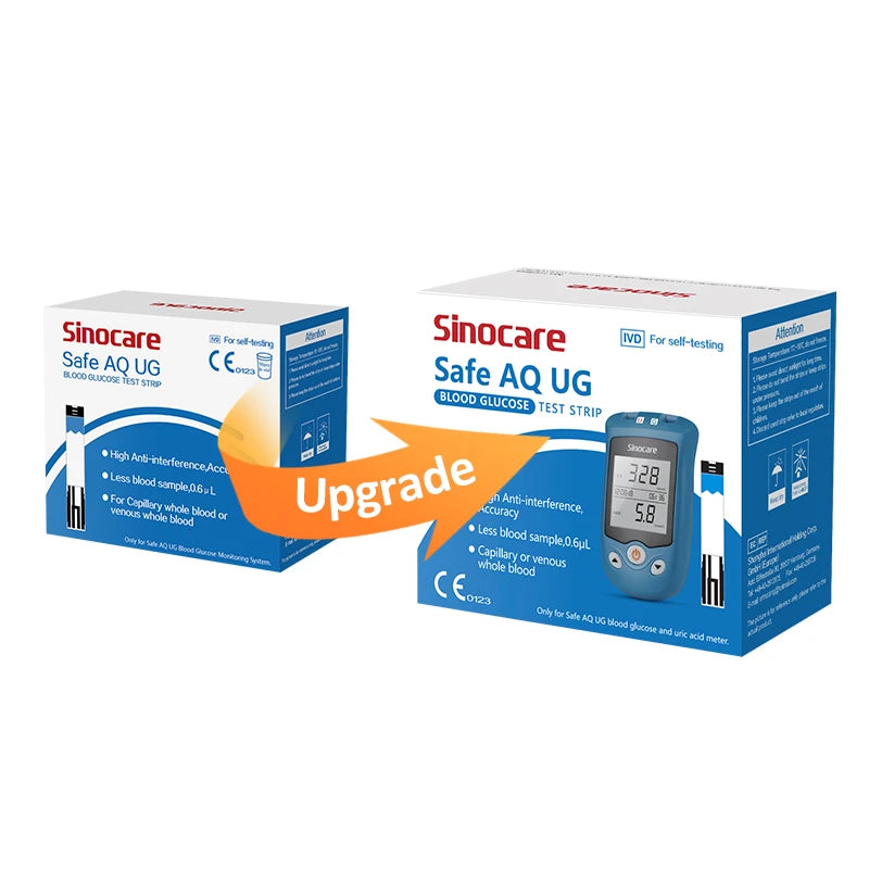 Sinocare Blood Glucose Meter Uric Acid Test Kit & Glucose Strips  Safe AQ UG  Uric Strips for Diabetes Gout Pregnant Glucometer