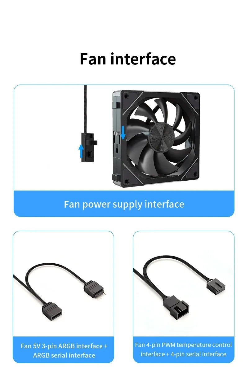 TEUCER JM-5 Case Fan 120mm 5V 3Pin ARGB Mirror Light Effect Cooling Fan PWM 800 to 2000RPM CD Texture Water Cooling Radiator Fan