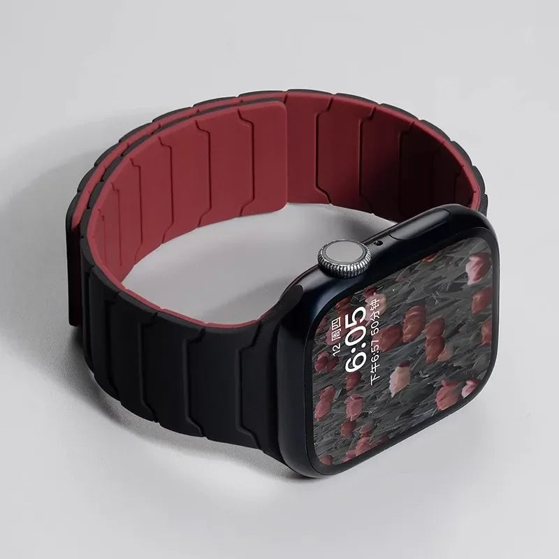 Magnetic Silicone Strap for Apple Watch Band Ultra 2 49mm 46mm 45mm Bracelet for Iwatch Series 10 9 8 7 6 SE 5 38 44mm 42mm 40mm