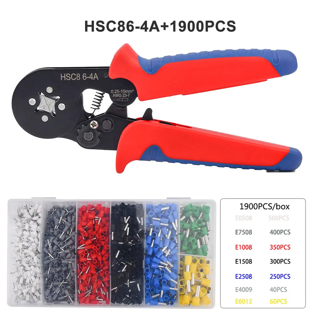 Manual Crimping Pliers HSC8 6-4A/HSC8 6-6A Tube Terminal Crimping Tool With Terminal Tip Set for Home Improvement and Electrica