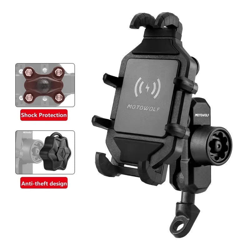 Motorcycle Wireless Charging Phone Holder Cradle 3.0 Quick Charger GPS Moto Support Cellphone Handlebar Mount for 4-7 inch Phone