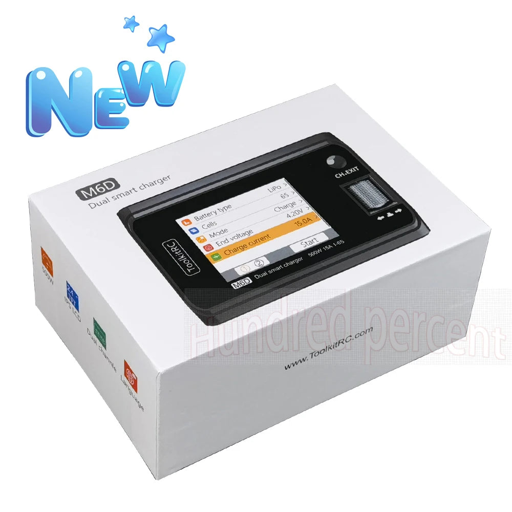 ToolkitRC M6D V3 500W 15A DC Dual Channel MINI Smart Charger Discharger For 1-6S Lipo Battery FPV Model Spare Part Replace