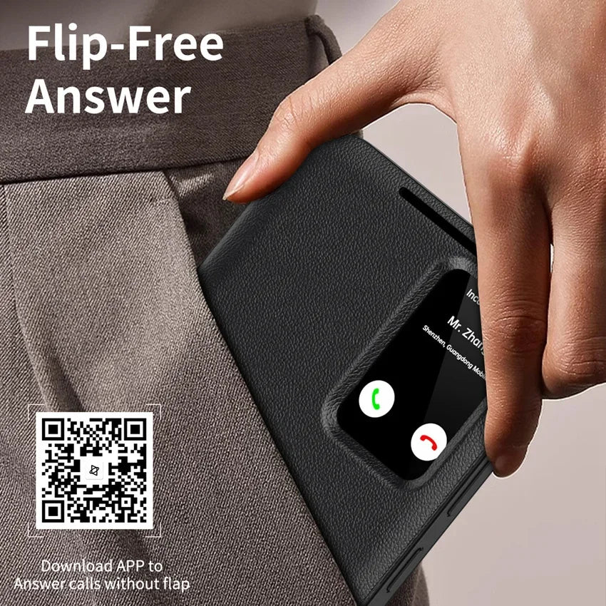 Smart Window View Leather Flip Case for Samsung Galaxy S26 S25 S24 S23 Ultra Plus No-flip Answering Card Holder Slot Book Cover