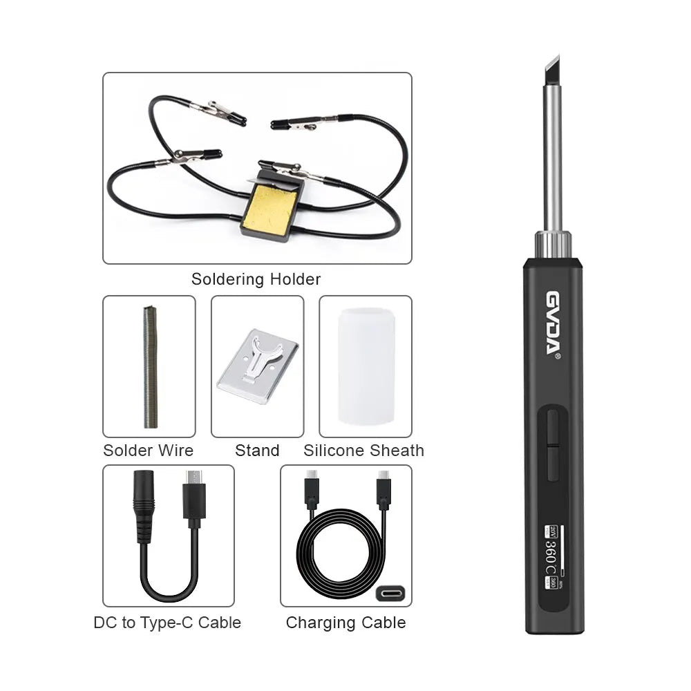 GVDA Smart Electric Soldering Iron 65W Adjustable Constant Temperature Fast Heat Portable Soldering Iron Station Kits with Tips