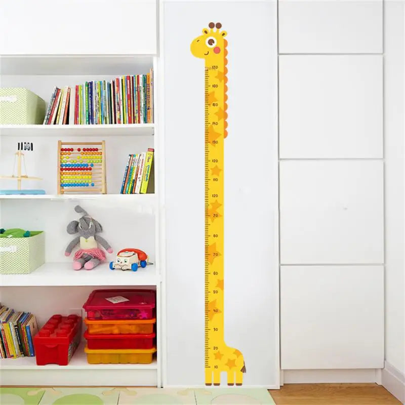 Cartoon Animals Height Measure Wall Sticker Giraffe Wallpaper For Kids Room Nursery Child Growth Ruler Growth Chart